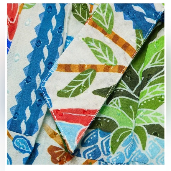 Farm Rio Anthropologie Tropical Tiles Maxi Dress Smocked Print Ruffle - Picture 6 of 7